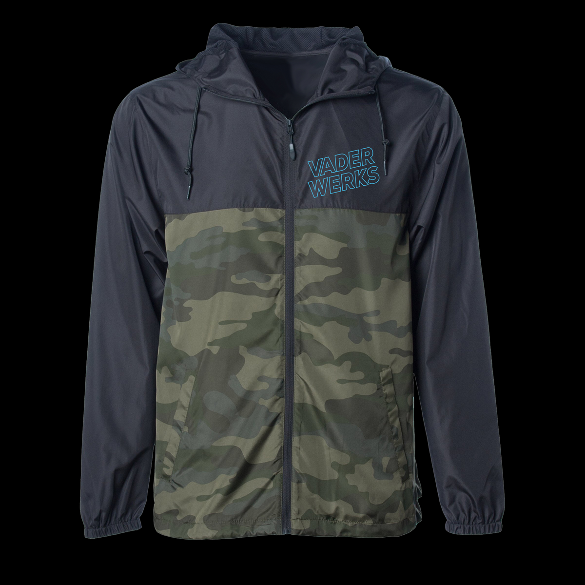 VADERWERKS BLACK / FOREST CAMO WINDBREAKER - Blue Pocket